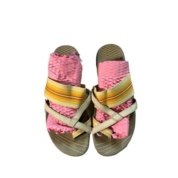 Merrell Yellow and Cream Slip On Sandal with Flip Flop Toe - Picture 11 of 11